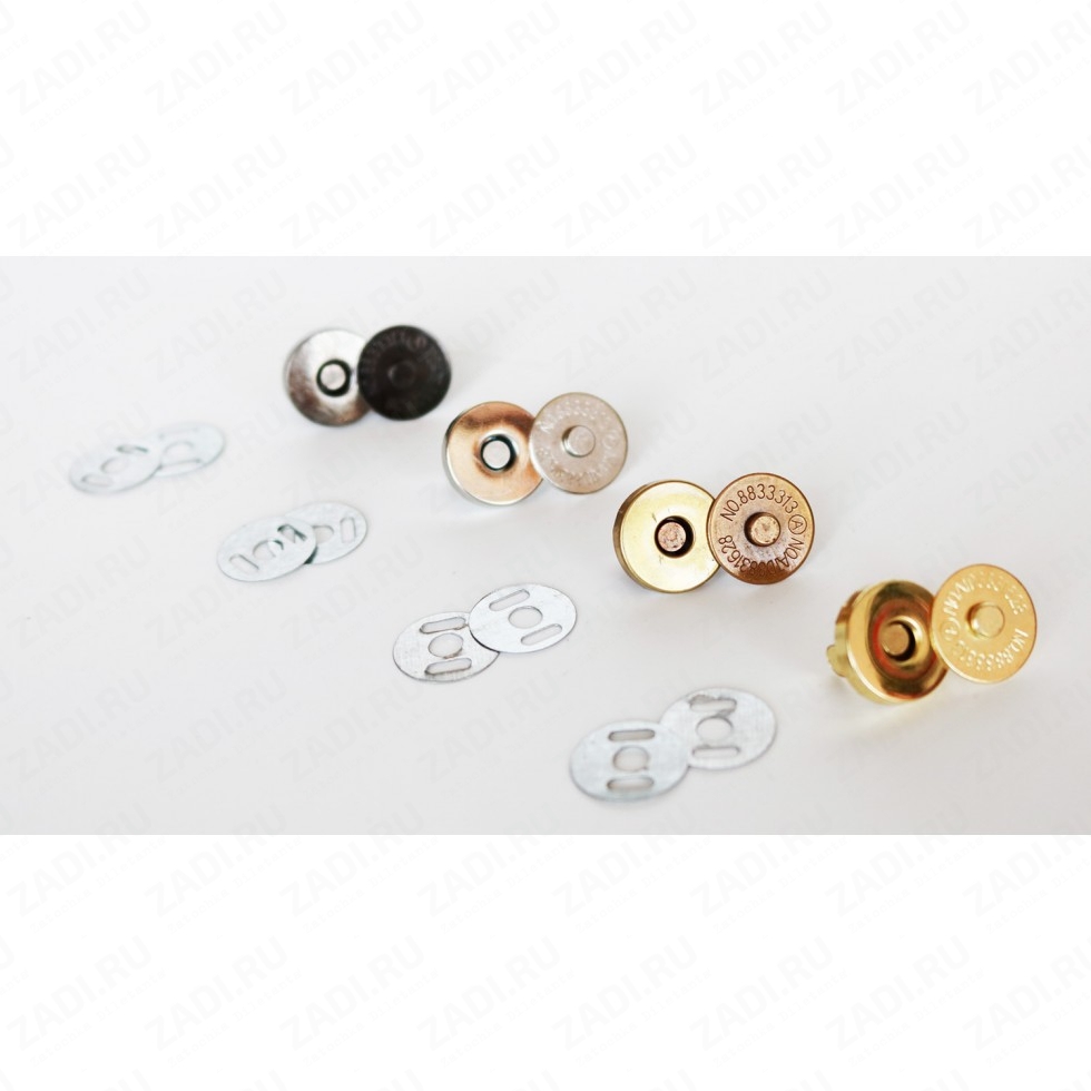 Кнопки магнитные металл  (гладкие) никель,золото,антик,черный никель 14мм арт.878 1 шт