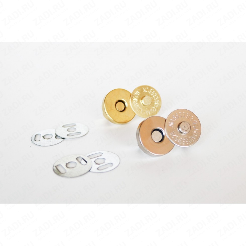 Кнопки магнитные металл  (гладкие) никель,золото 18мм MKM-02 1 шт