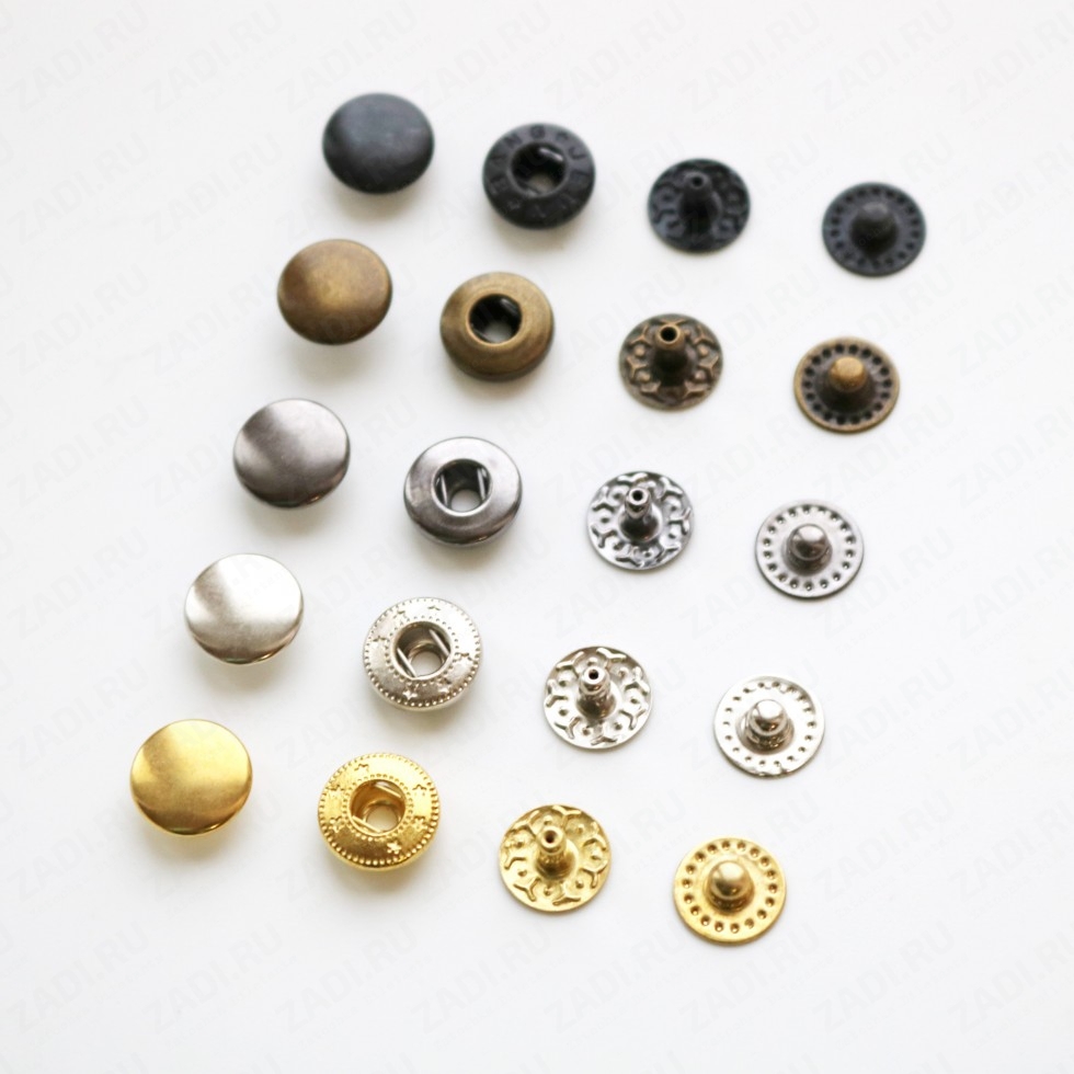 Набор кнопок Alfa металл 10мм (оксид, антик, черный никель,никель,золото) 10шт