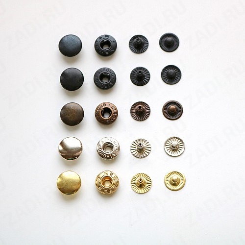 Набор кнопок Alfa  металл 12.5мм (оксид, антик, никель,золото) 10шт